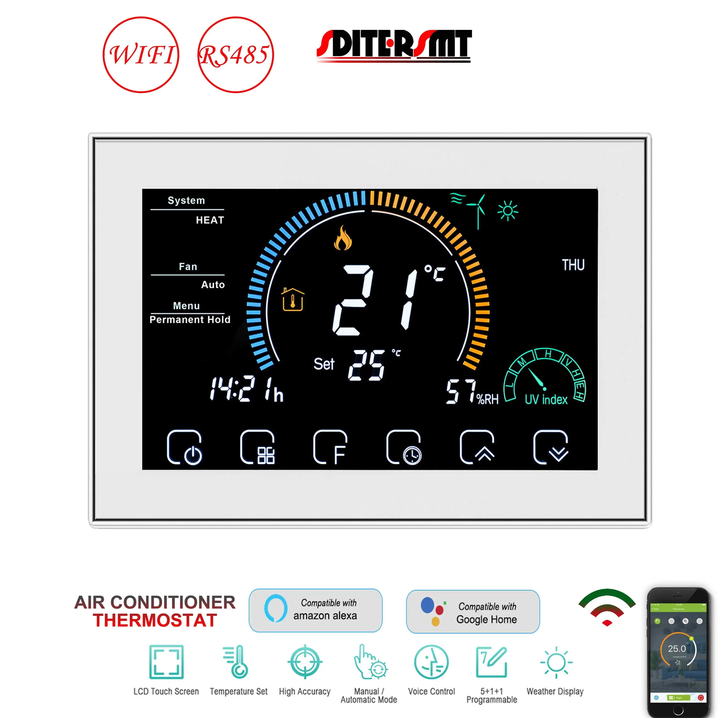 MODBUS-ventilo-convecteur de protocole UE, ThermoandreWIFI pour la gestion centralisée du bâtiment, vanne de refroidissement et de chauffage, 2P, 4P, 24V, 220V