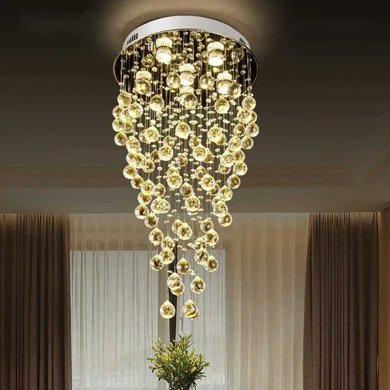 

Luxury Crystal Ceiling Chandelier Modern Creative Design Indoor Lighting Long LED Cristal Lamp For Living Room Staircase Hallway