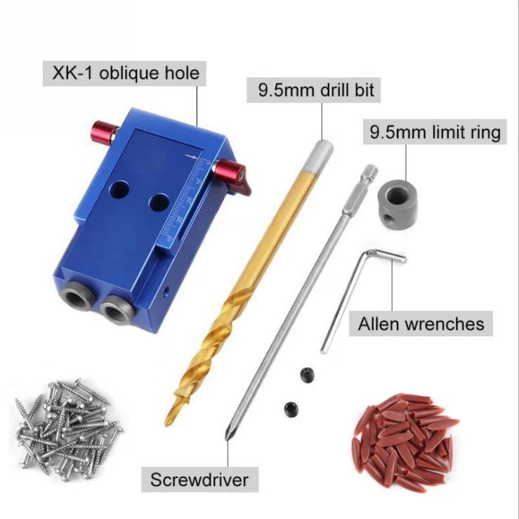 

Mini Style Pocket Hole Jig Kit System For Wood Working & Joinery + Step Drill Bit & Accessories Wood Work Tool Set With Box