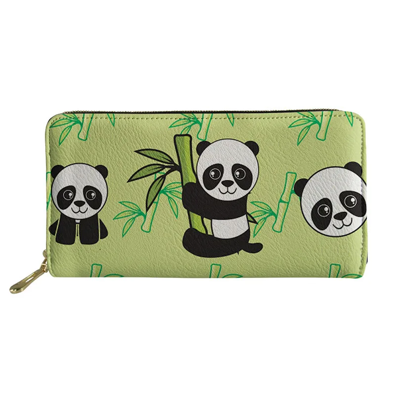 HYCOOL Women Wallets Bamboo Leaves Panda Pattern Long PU Leather Purse Ladies Clutch Phone Card Holder Woman Money Clutch Bag