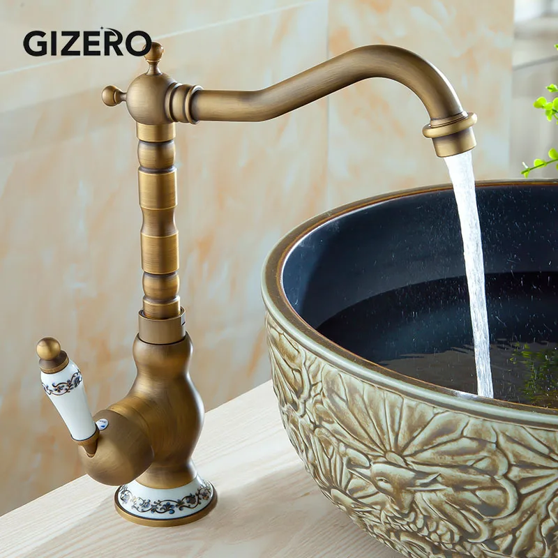 Antique Retro Faucet Basin Mixer Bathroom Hot And Cold Water Taps Single Handle Deck Mount Vanity Sink Washing Basin Taps ZR241