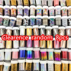 8rolls/set 100cm Clearance Nail Foils Chessboard Wraps Leopard Print Random Flower Transfer Paper Snake Metal Nail Decorations