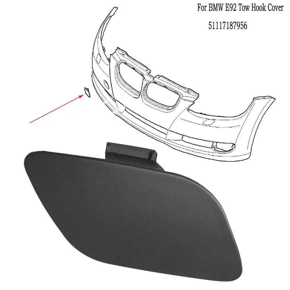 

51117187956 For BMW 3-Series E92 E93 328I 335I 2006 2007 2008 2009 Car Front Bumper Tow Hook Eye Cover (Black Unpainte)