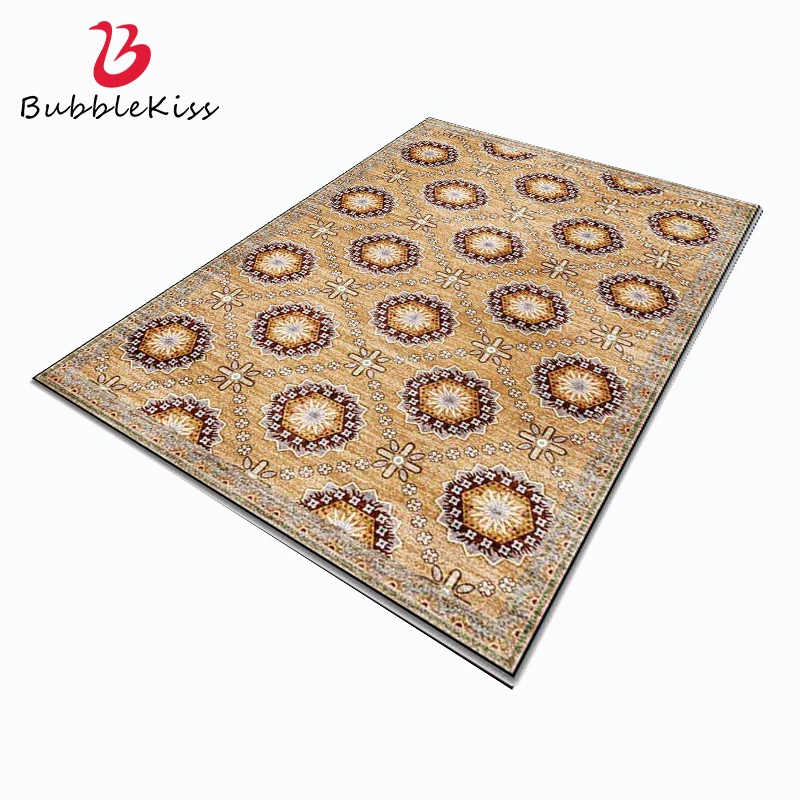 

Bubble Kiss Ethnic Style Polyester Khaki Area Rug for Living Room Brown Circle Pattern Balcony Decoration Carpet Bedroom Mats