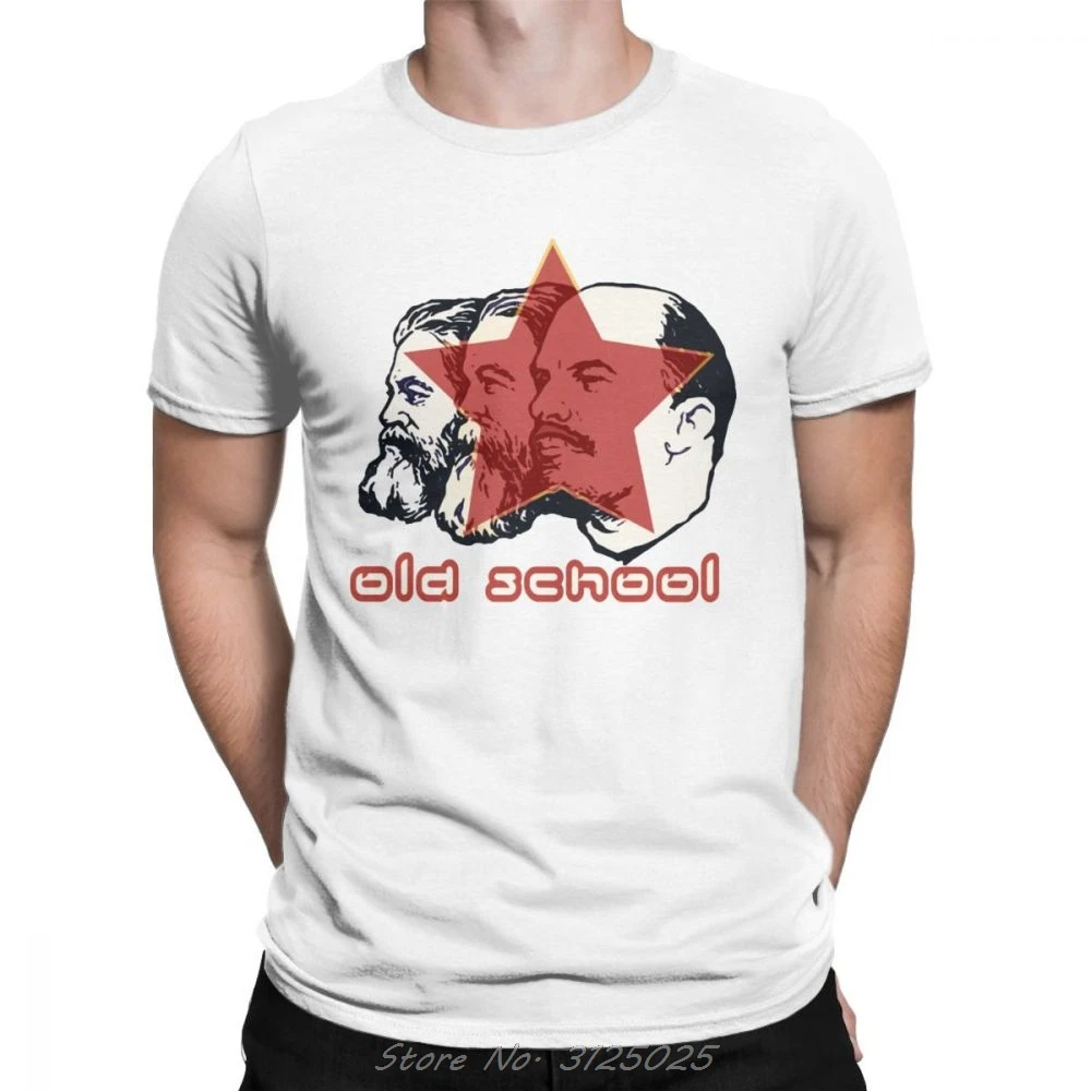 Marx Engels Lenin Old School T Shirts for Men Cotton Cool T-Shirt Communism Marxism Socialism Tees New Arrival Clothes