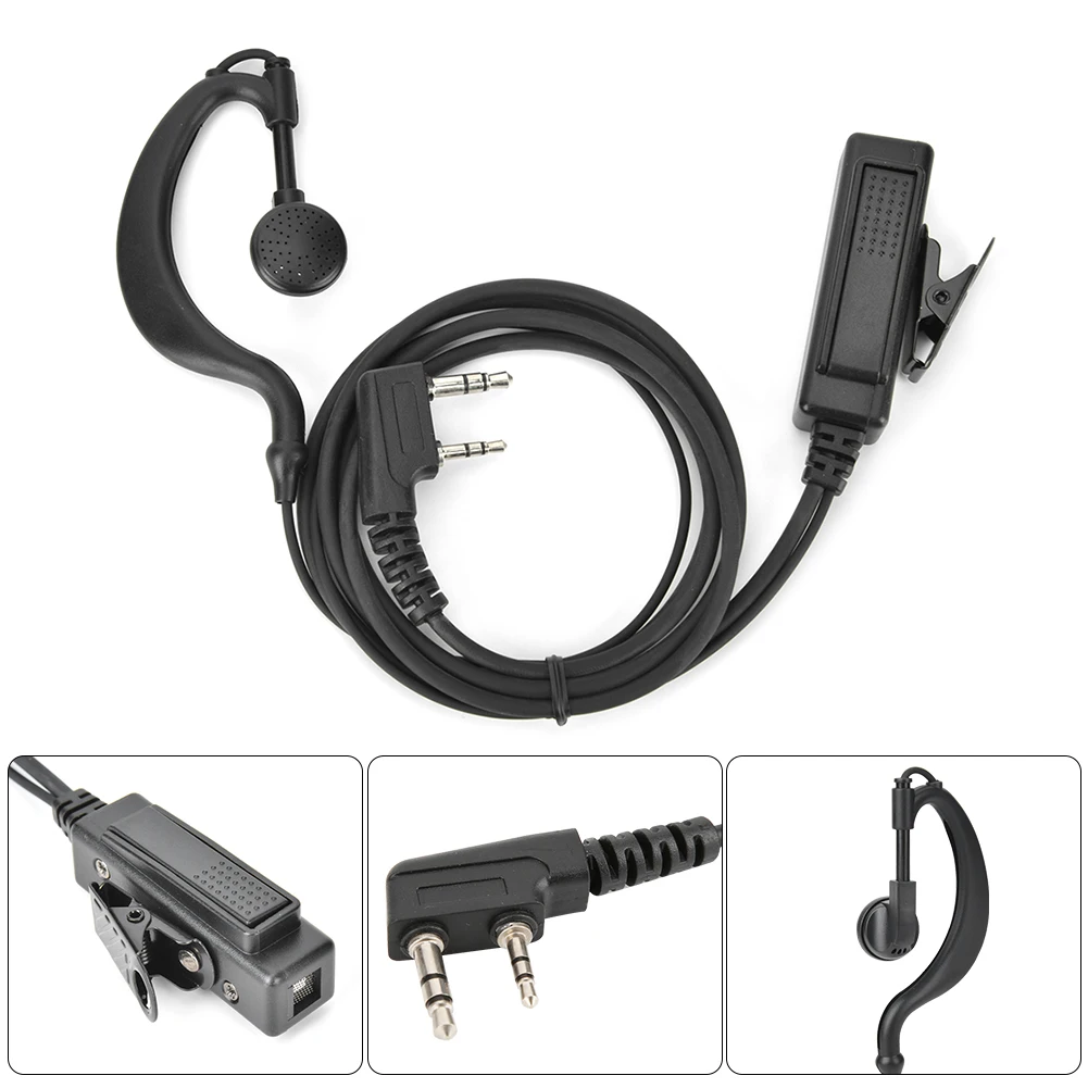 C Shape Earpiece Headset with PTT Button K Adapter Universal for Baofeng uv5r Two Way Radio Earpiece for Kenwood