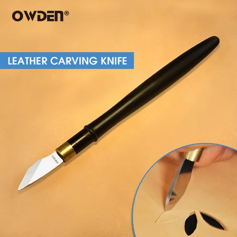 OWDEN Нож для резьбы по коже 5Cr15MoV черный