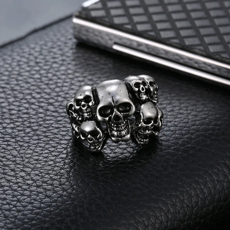 Men's Exquisite Stainless Steel Skull Ring Gothic Fashion Domineering Punk Retro Ghost Ring Jewelry Party Anniversary Gift 2021