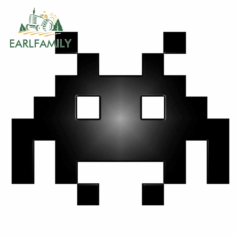 EARLFAMILY 13cm x 10.3cm for Arcade Space Invaders Black Car Sticker Car Styling Silhouette Decal Refrigerator JDM Accessories