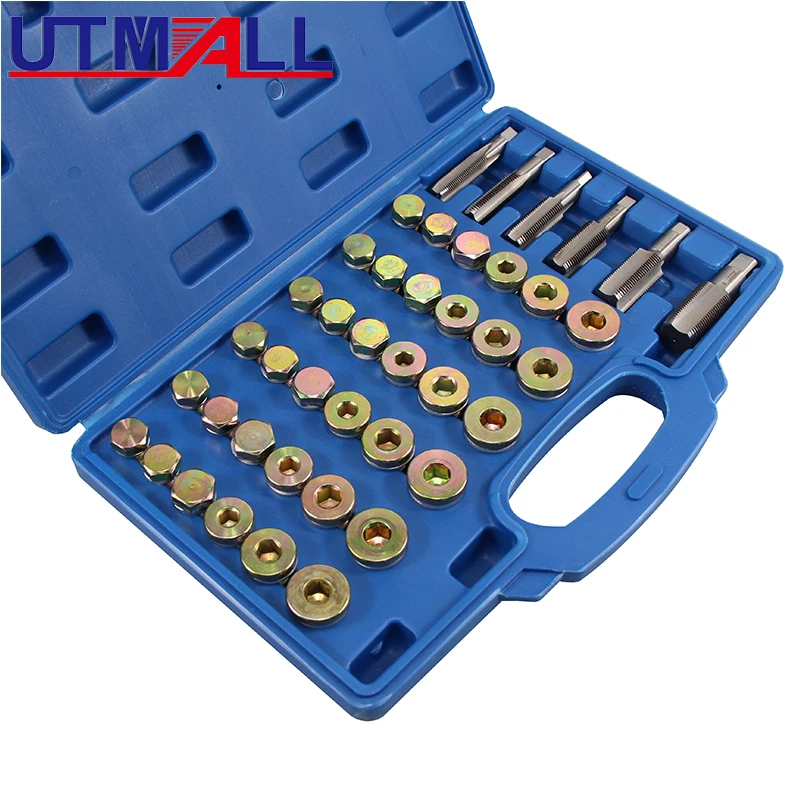 114pcs Oil Pan Drain Sump Plug Key Set Metric Thread Repair Tool Kit Set Drain plug Tool M13 M15 M17 M20 M22