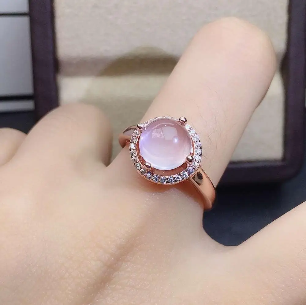 KJJEAXCMY fine jewelry natural Rose Quartz 925 sterling silver women pendant necklace ring earrings set support test exquisite