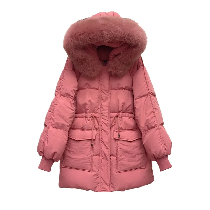

2020 winter new products down jacket women's mid-length plus back Korean version of the large fur collar hooded down jacket