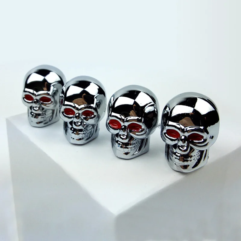 5pcs Skull Shape Car Valve Caps Wheel Valve Cap Auto Tyre Air Valve Stem Cap Dust Cover for Motorcycle Bike Vehicles Accessories