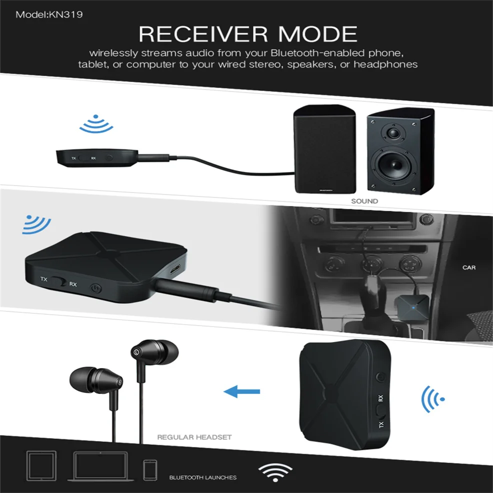 Bluetooth 4.2 Receiver Transmitter 3.5mm 3.5 AUX Jack RCA USB Dongle Wireless Audio Adapter Handsfree Call For Car TV PC Speaker