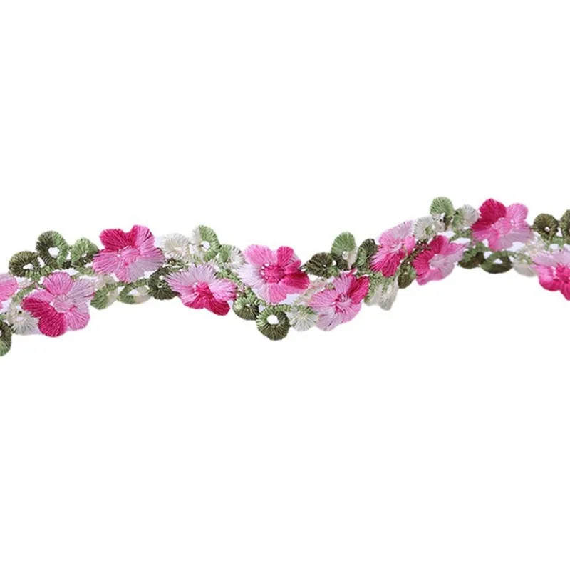 Dentelle de fleurs tridimensionnelles colorées mignonnes, bricolage, vêtements pour enfants, couture, accessoires de vêtement, 1, 3, 5 mètres