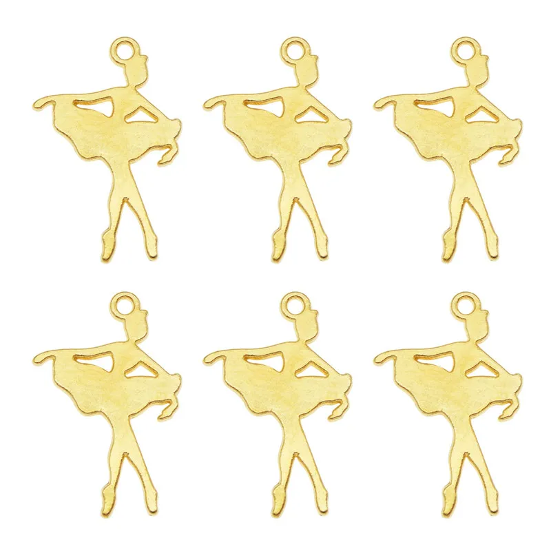 GraceAngie 20PCS  Dancing Ballet Girl Charms Gold Color Pendant Fit For Necklace Bracelet DIY Accessories Dangle Earrings