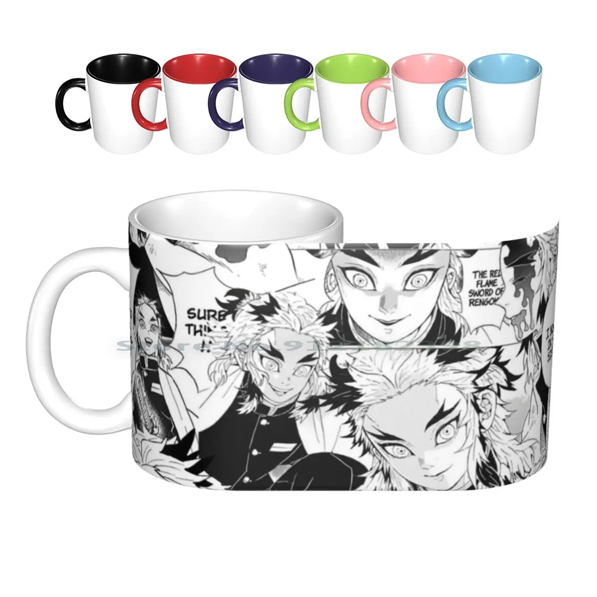 Aniki Collage ( Demon ) Ceramic Mugs Coffee Cups Milk Tea Mug Kyojuro Demon Kny Kimetsu No Yaiba Manga Collage Anime Infinity