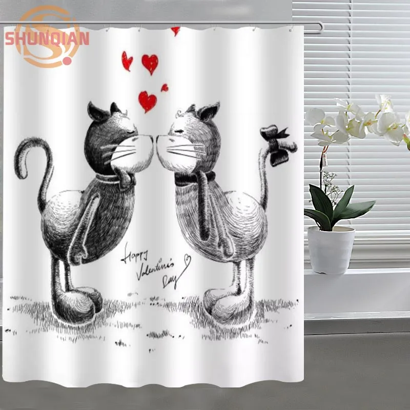 kiss couple romantic Shower Curtain Eco-friendly Modern Fabric polyester Custom Shower curtain Home Decor H331DB75A