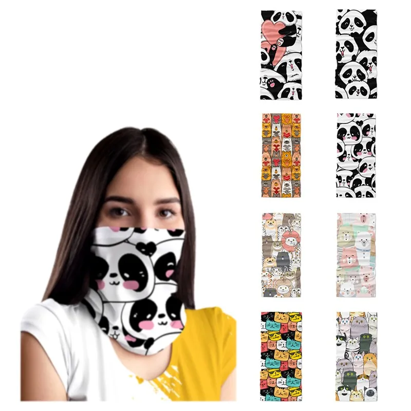 Cycling Face Bandana Headwear Kawaii Cartoon Panda Scarf Outdoor Sports Men Women Scarf Activities Multi Function Bandana