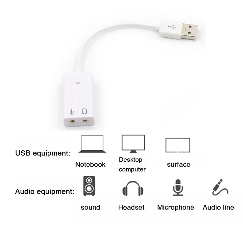 External USB Sound Card 3D Virtual 7.1 Channel Audio Sound Card Adapter Plug & Play untuk PC Desktop Laptop Notebook
