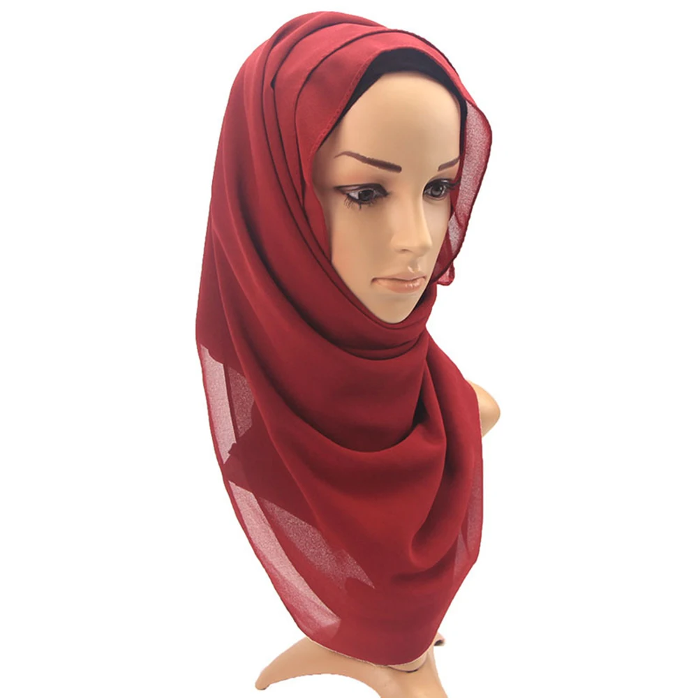 HUISHI Head Scarf Women Bubble Chiffon Plain Scarf Hijab Women Wrap Solid Color Shawls Headband Muslim Hijabs scarves 61 colors