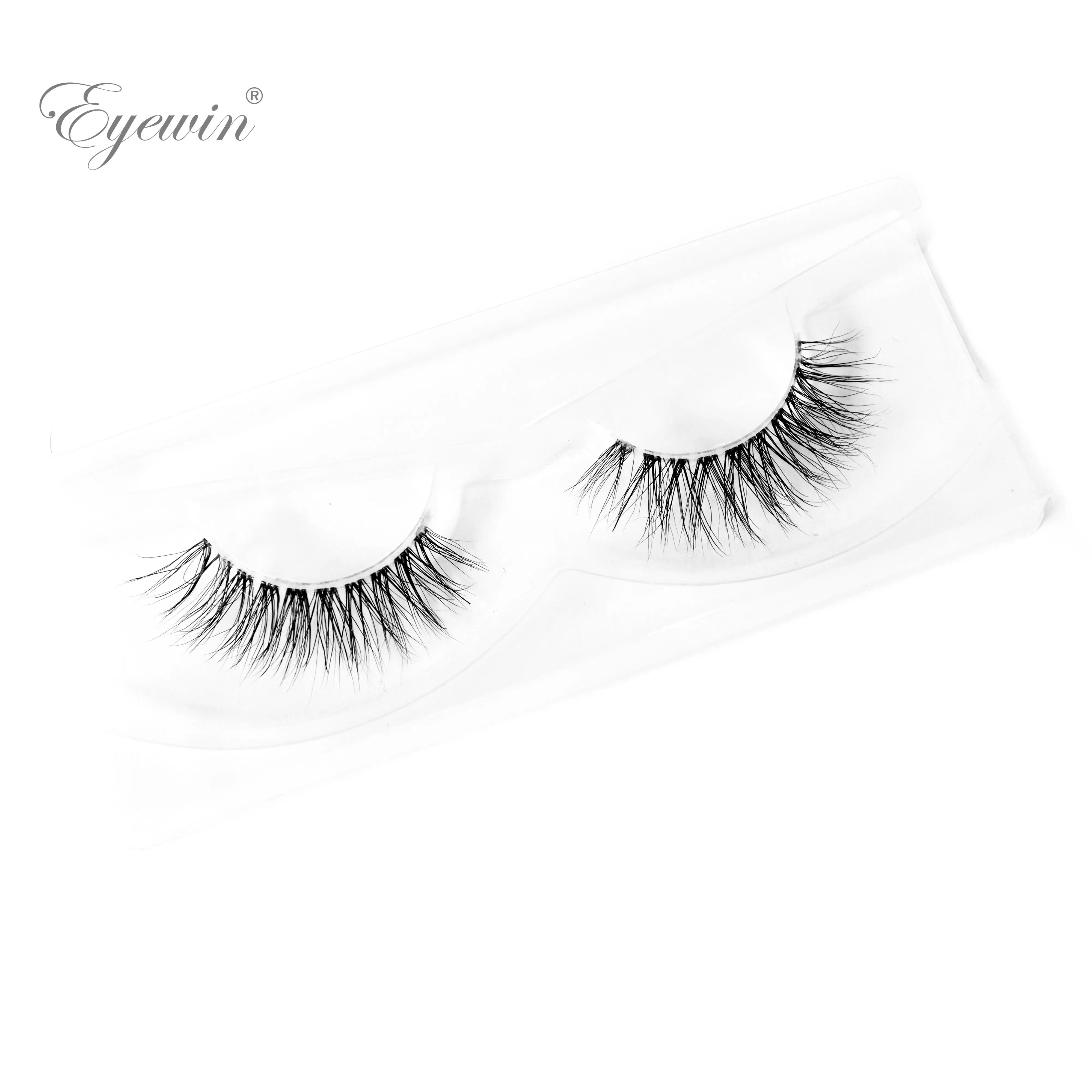 Eyewin 3D Mink Invisible Lash Handmade Crisscross Eyelashes Clear Band Soft Strip Eyelash Natural Long Wispy False Lashes Makeup