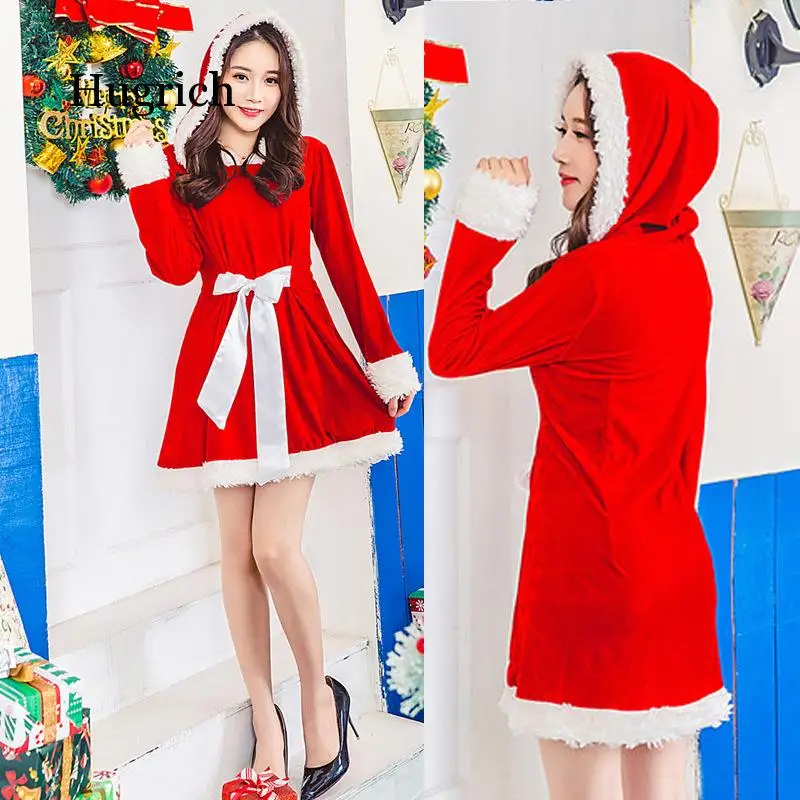 New Santa Adult Long Sleeve Stage Performance Dress Christmas for Female