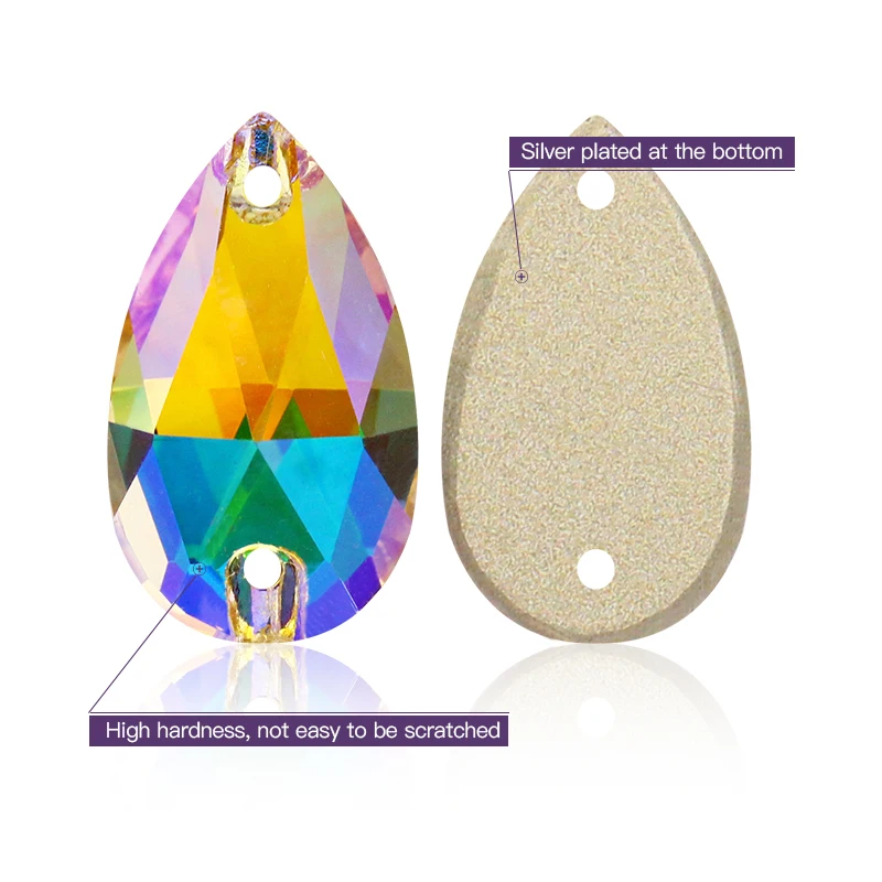 XiChuan K9 Teardrop Flatback Crystal Aplikacje Na Ubrania Cyrkonie Sew On Rhinestone For DIY Dress Accessories Jewelry Buttons