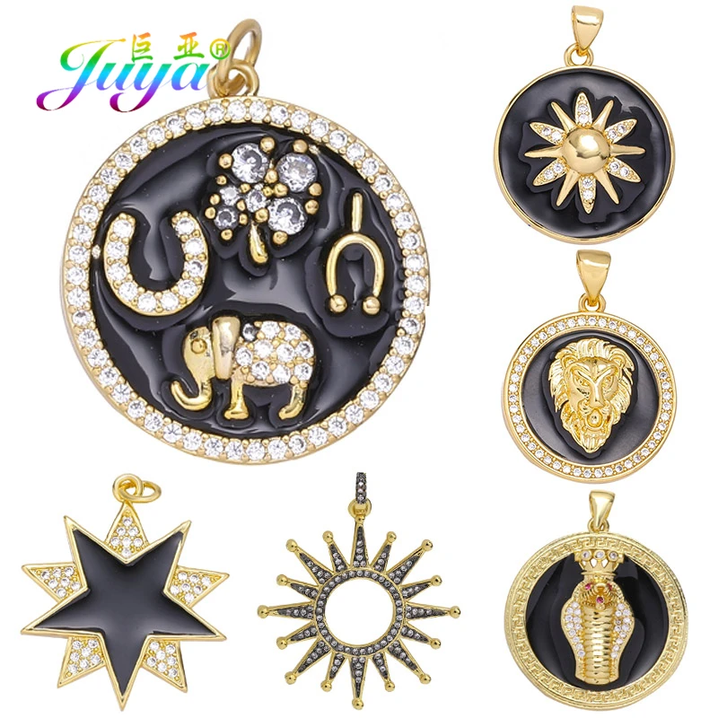 Juya Handgemachte Luxus Emaille Elefanten Hufeisen Baum Stern Lion Schlange Charms Für DIY Frauen Hochzeit Geschenk Schmuck Herstellung Komponenten