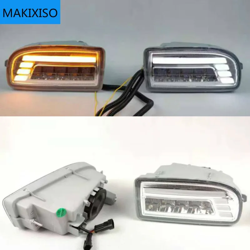 A pair Modified front fog lamp For Toyota Land Cruiser Fj100 LED With Lens Front Bumper lamp Daytime Running Light