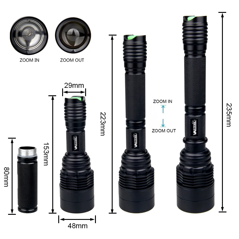 XRE Red Green White Predator Light LED Tactical Flashlight Zoom Focus Adjustable Torch for Hunting Fishing Coyote Hog Varmint