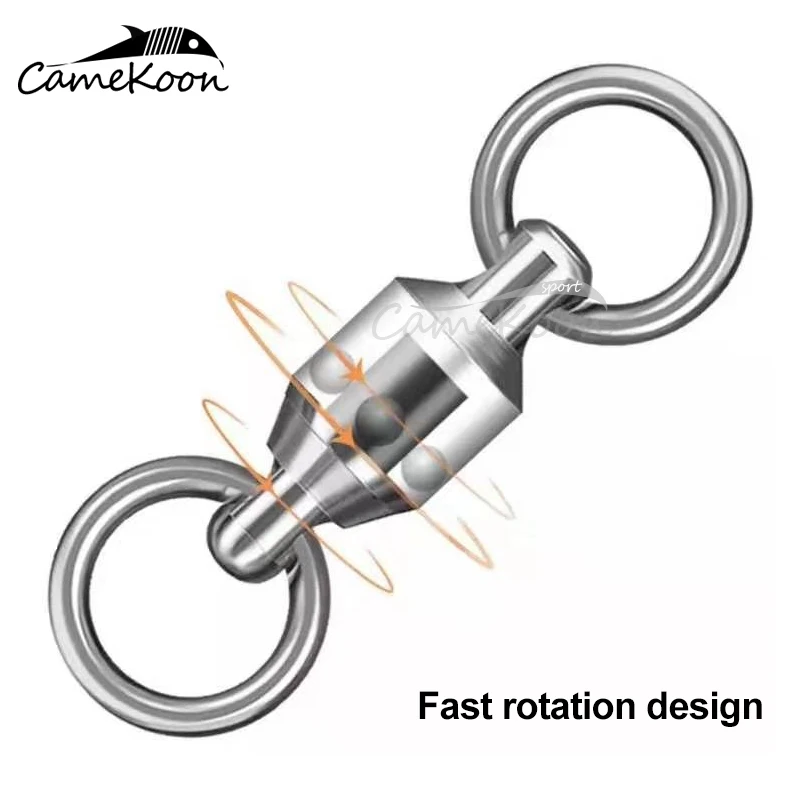 CAMEKOON 20/50/100Pcs Fishing Swivel Heavy Duty Ball Bearing Fishing Connector Rolling Stainless Steel Solid Ring Hook Connector