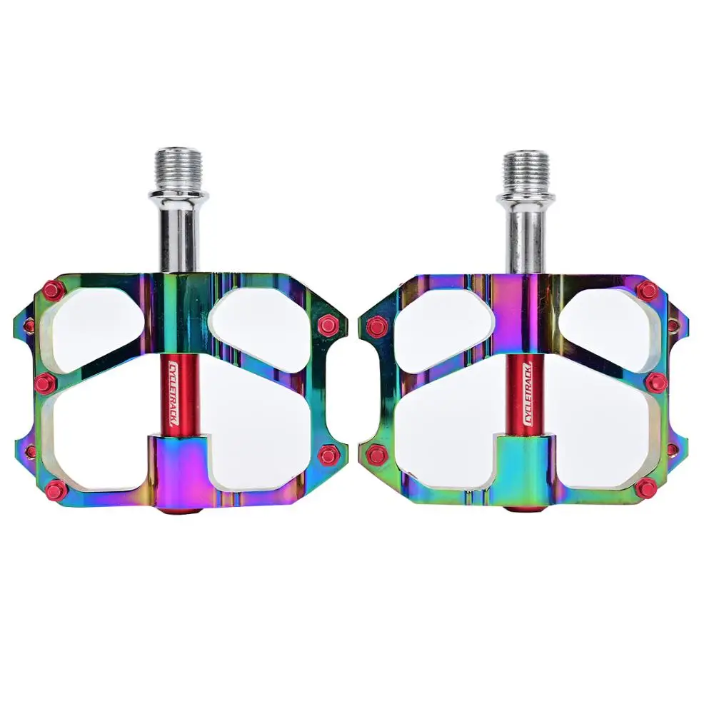 MTB Flat Pedal Colorful Bicycle Pedals Full CNC L7U 3 Bearing Aluminum Mountain Bike Pedal Non-slip Rainbow Pedals Bicycle Parts