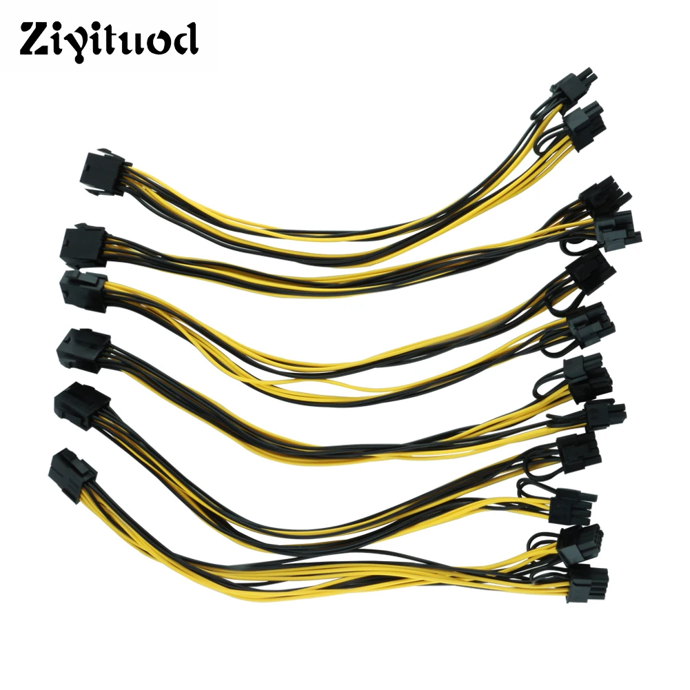 

6pcs 32cm GPU CPU 8Pin PCI Express to Dual 8 (6+2) Pin PCI-E Graphic Card Adapter Power Data Cable Splitter For Ethereum Mining