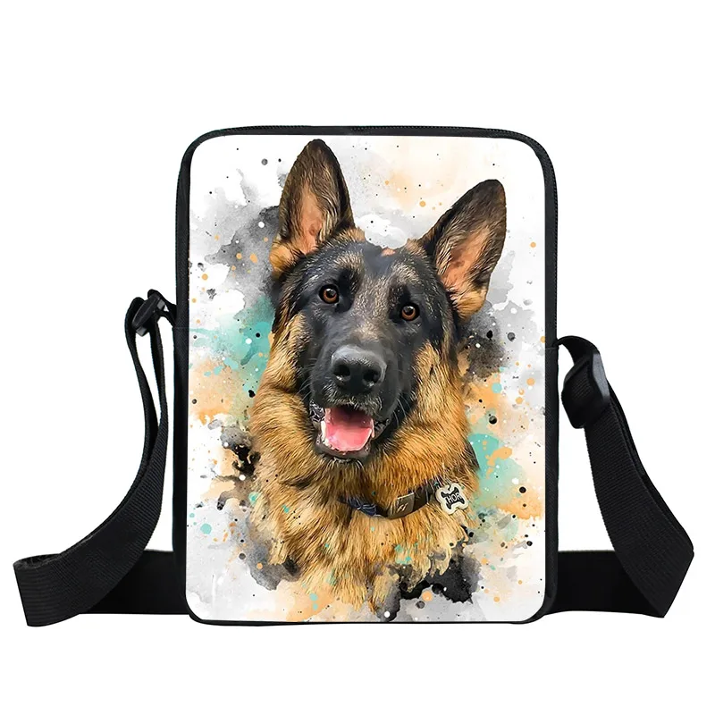 German Shepherd Messenger Bag Cute Dog Crossbody Bags Women Handbag Small Leisure Shoulder Bag Canvas Tote Girls Satchel Bookbag