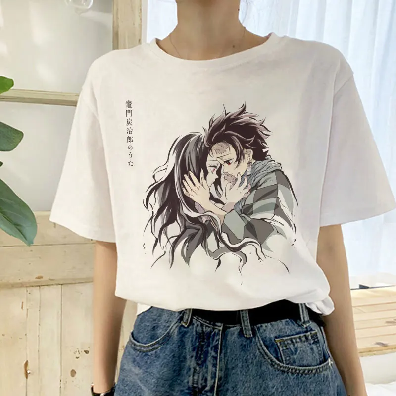 Demon Slayer Graphic Tops Tees Harajuku Oversized T Shirt Summer Women Kimetsu No Yaiba Funny Short Sleeve T-shirt Anime Tshirt