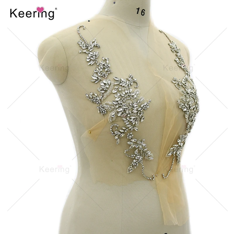 Imagem -02 - Elegante Prata Sew em Rhinestone Applique Corpo para Vestido de Noiva Wdp396