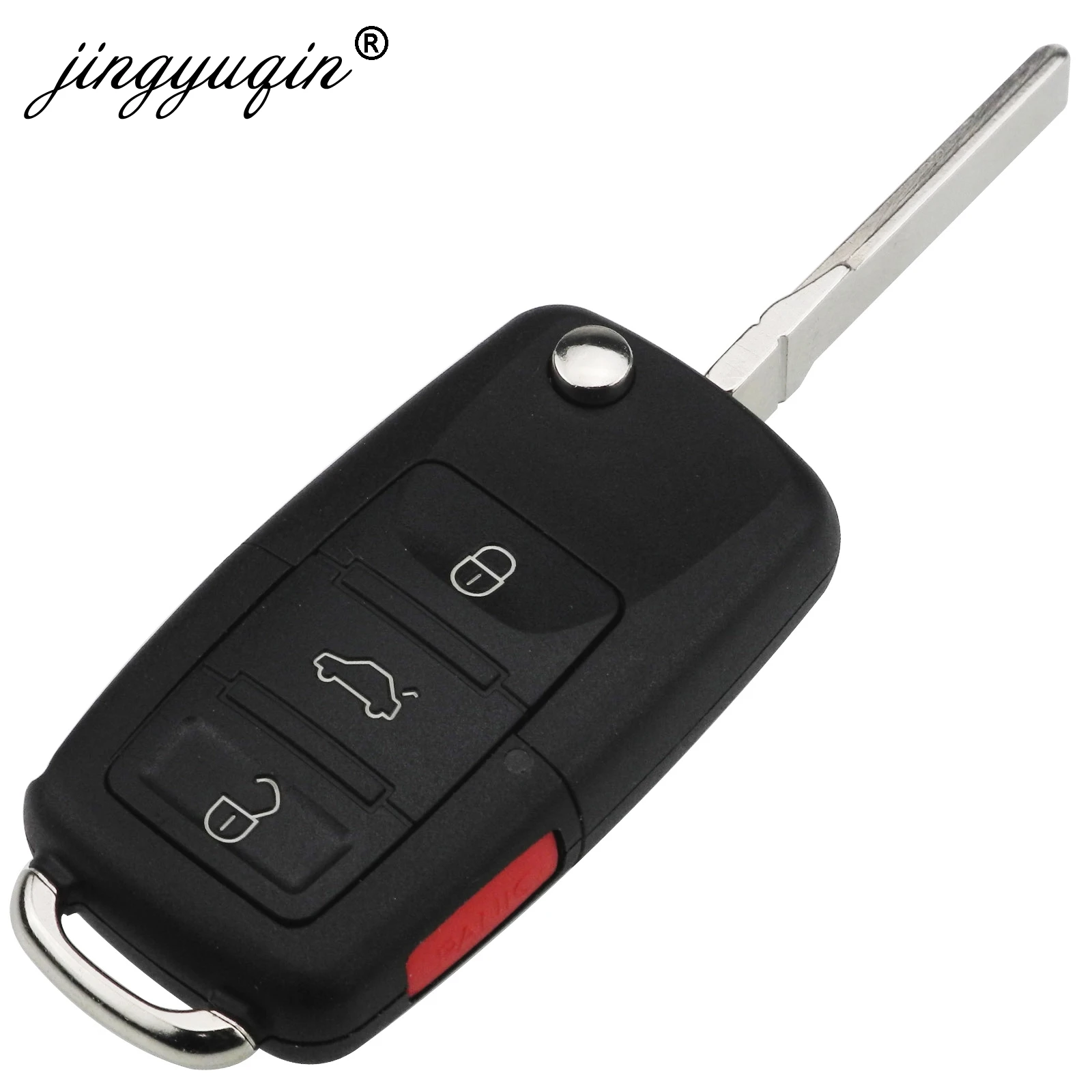 Jingyuqin Uncut Blade 2/3/4 BTN pieghevole Flip Remote Key Fob Case Shell per VW Golf Passat Polo Jetta Touran Bora Sharan