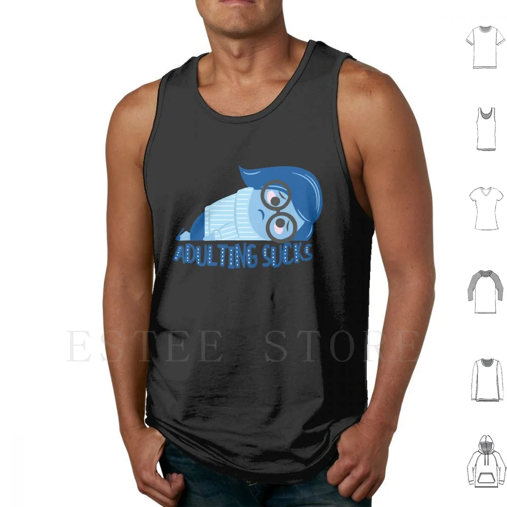 Adulting Sucks Tank Tops Vest Sleeveless Inside Out Joy Amy Poehler Pixar Films Sadness Sad Crying Emo Adulting Up
