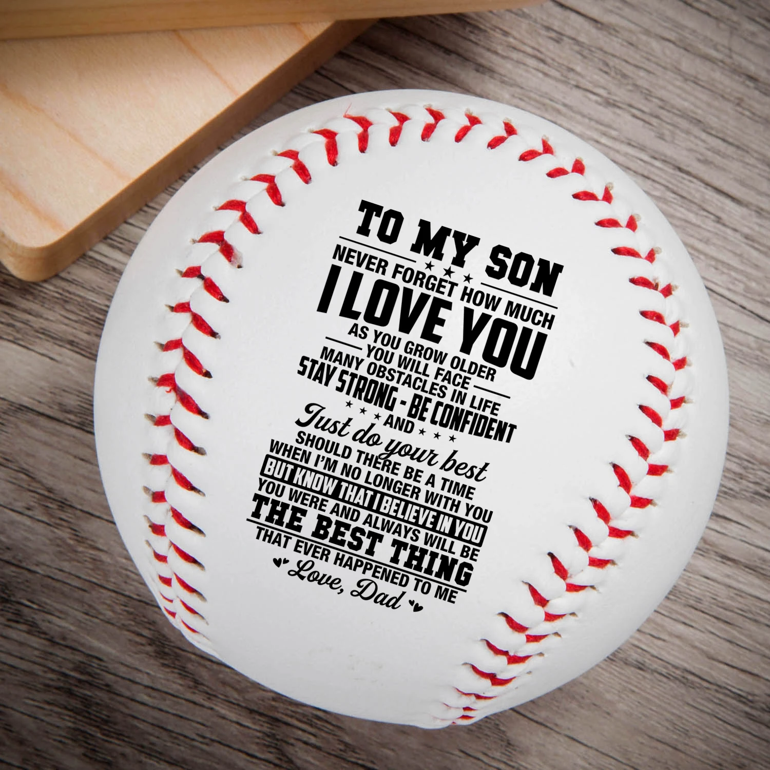 

Dad To My Son Remember How Much You Are Loved With A Meaningful Message Printed On The Baseball Ball Gift.