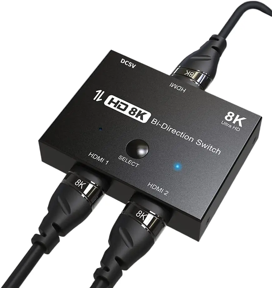 

CABLEDECONN HDMI Ultra 8K HD 2.1 Bi-Directional Switch 8K@60Hz 4K@120Hz 1in 2out 2in 1out High Speed 48Gbps Splitter Converter