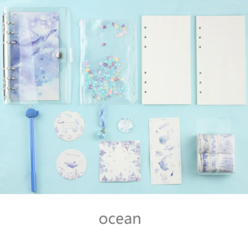 A6 Spiral Notebook Kawaii Ocean Planner Notebook Cherry Bullet Diary Notebook Planner Organizer Square Binder Small Clear Diary