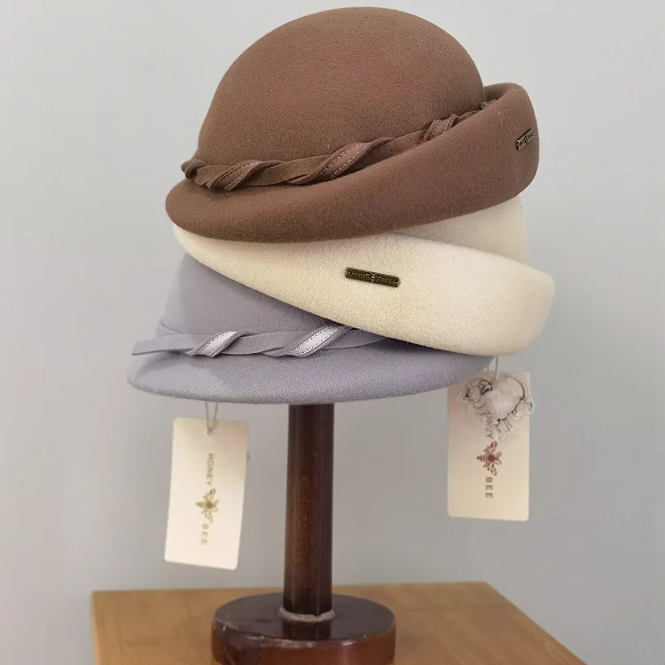 100% wełna Vintage ciepła wełna zima kobiety Beret francuski artysta czapka typu Beanie czapka dla słodkiej dziewczyny prezent wiosna i czapki na jesień — zdjęcie 6