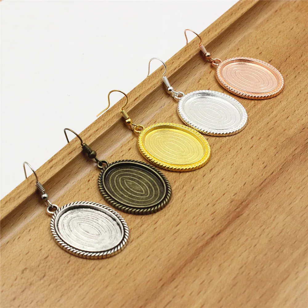 Fit 18*25mm Oval Cabochons Blank Setting Bezel Blank Base Cabochon Earring Base Tray For DIY Earring Gift 10pcs/lot K06155