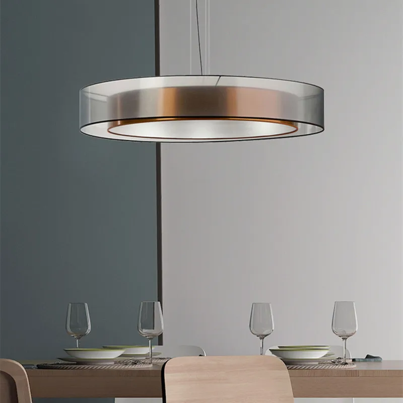 Lámpara de diseño nórdico moderno, candelabro LED de cristal, atmósfera Simple, anillo de iluminación colgante, sala de estar, dormitorio, candelabro de latón