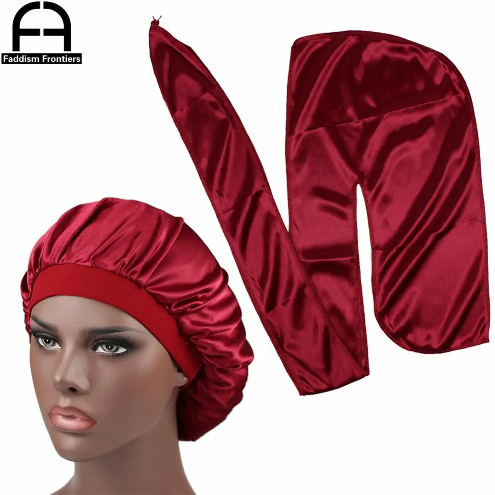 Men Silk Durag Match Silk Bonnet for Women Same Color Silky Durag Bandanas for Men Long Tail Durags Wave Cap Sleep Cap