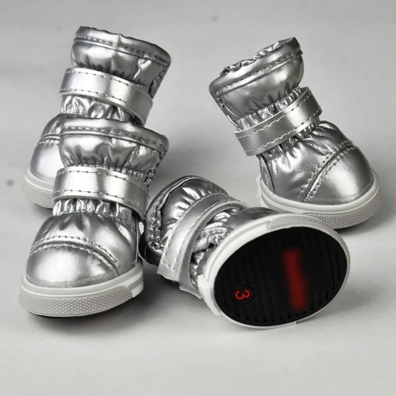 4Pcs/Set Winter Dog Shoes For Small Dogs Warm Fleece Puppy Pet Shoes Waterproof Dog Snow Boots Chihuahua Yorkie Teddy Shoes