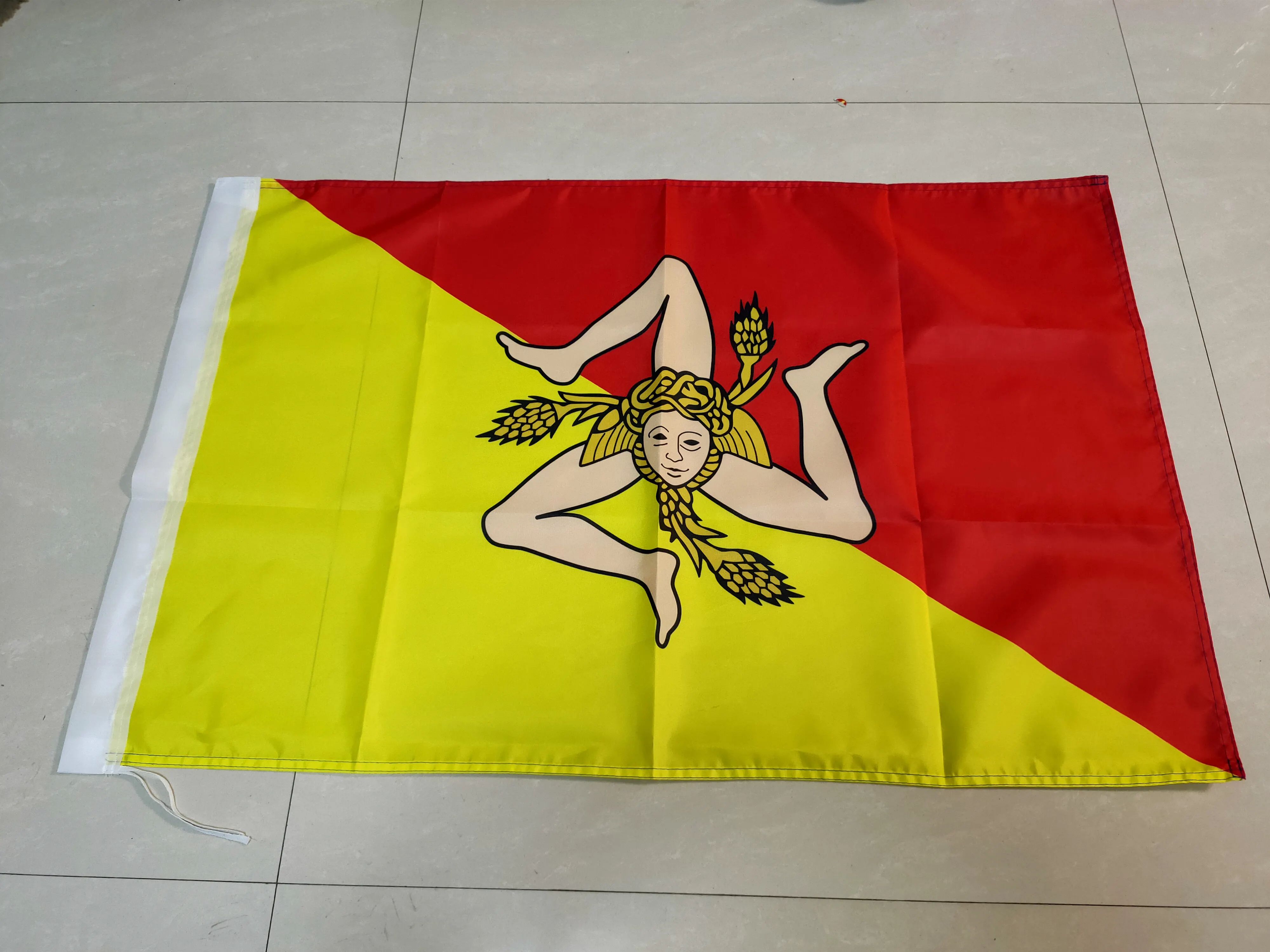 Flag of Sicily 	banner Bandiera della Sicilia Trinacria Custom any size Banner Printed 3x5 FT 100D Polyester