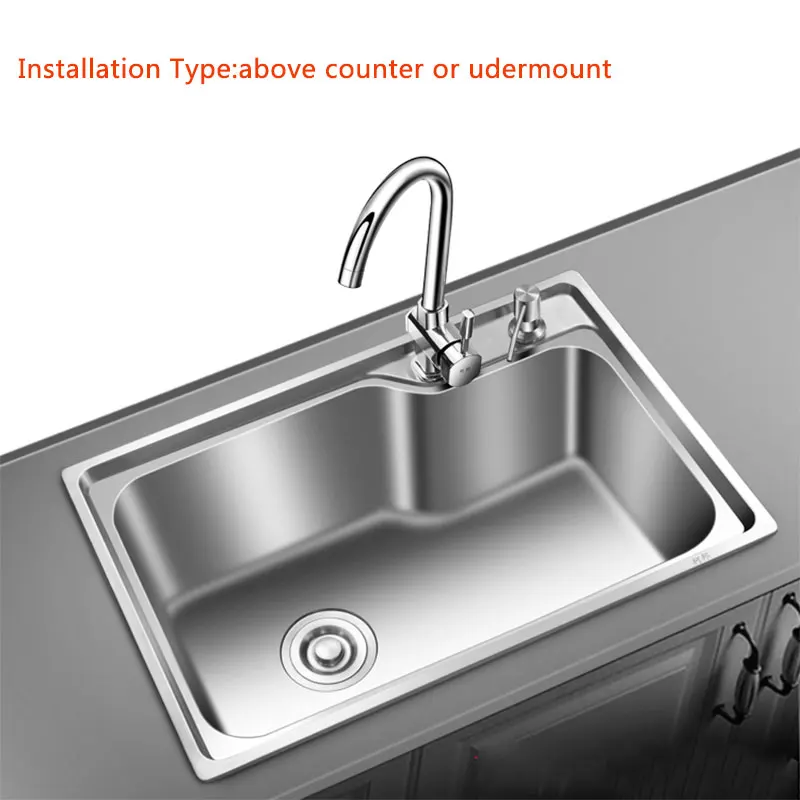 

Kitchen Sink Stainless Steel Finished Brushed Single Bowl Sink Kitchen Above Counter Or Undermount Without Faucet Kitchen Sinks