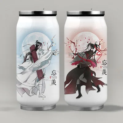 1Pc Anime Grandmaster of Demonic Cultivation Mo Dao Zu Shi Glass Cup Cartoon Character Wei Wuxian Water Cup Bottle